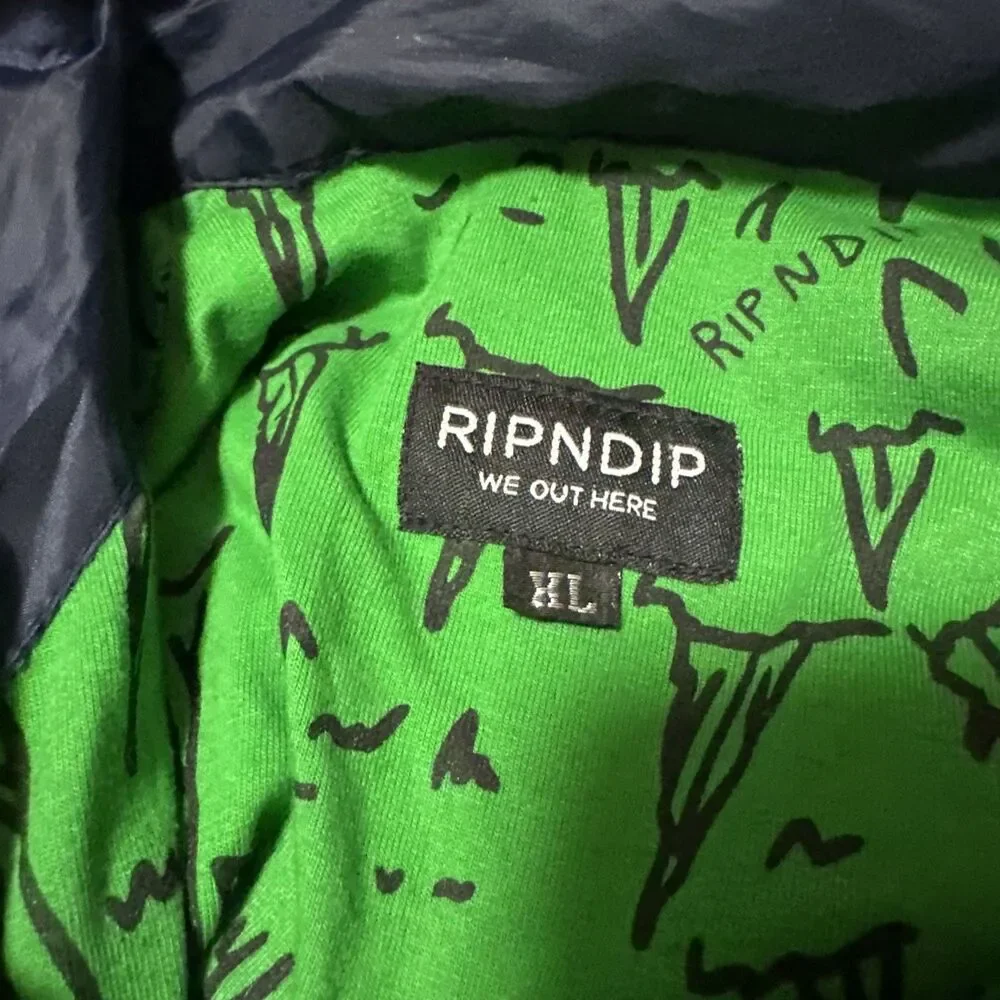 Ripndip Windbreaker Snap Button Jacket.  Happy Cat Nip XL Blue
